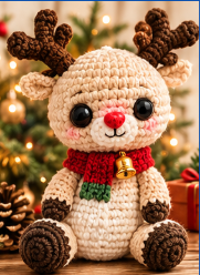 Santa's Reindeer Crochet Pattern PDF โ Christmas Amigurumi Digital Download