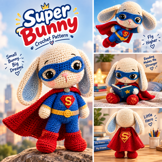 Super Bunny Crochet Pattern PDF | Superhero Bunny Amigurumi Pattern | Cute Crochet Bunny Pattern