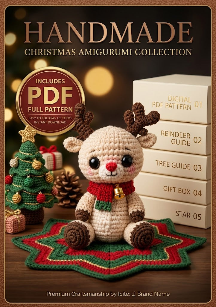 Santa's Reindeer Crochet Pattern PDF – Christmas Amigurumi Digital Download