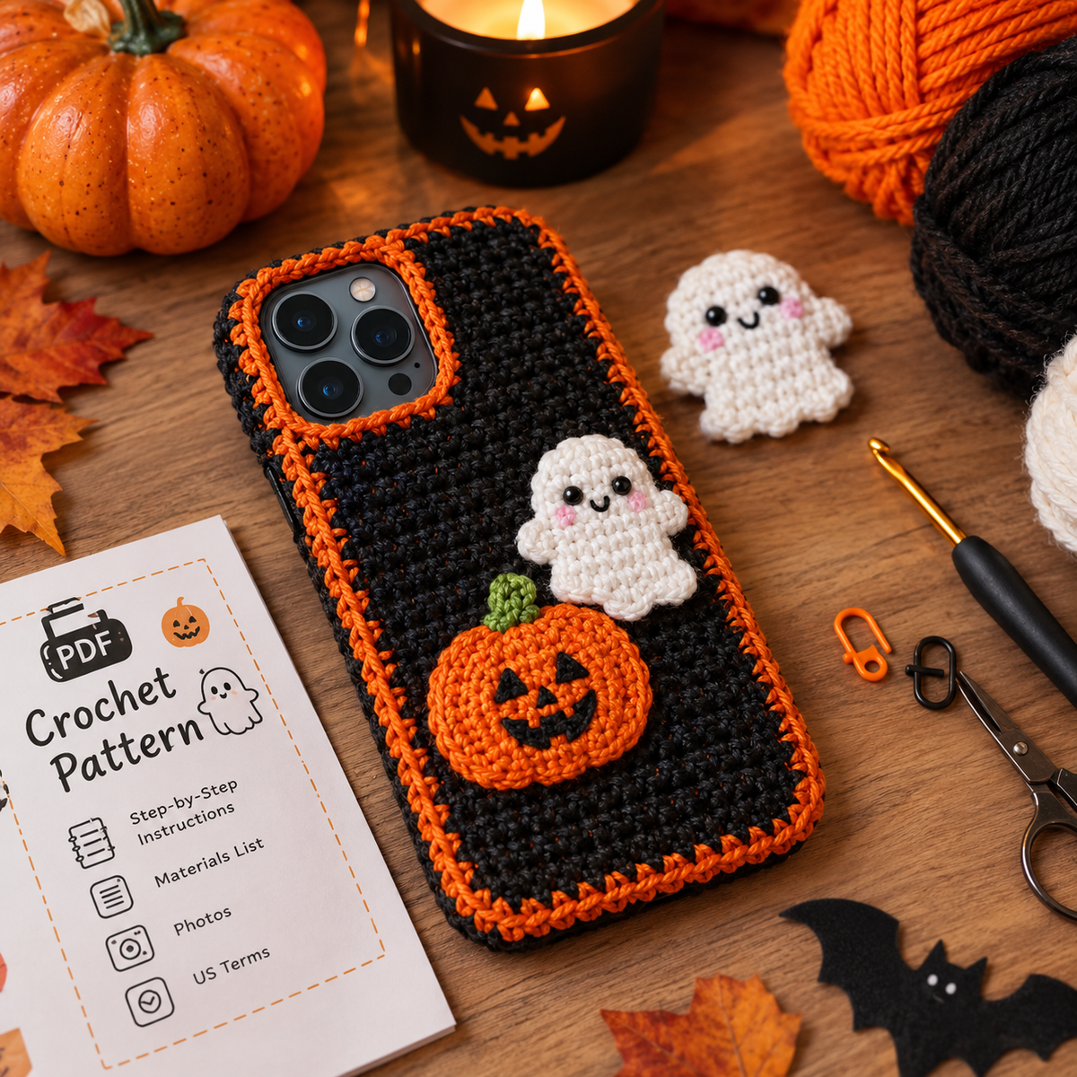 Halloween Crochet iPhone Case Pattern PDF