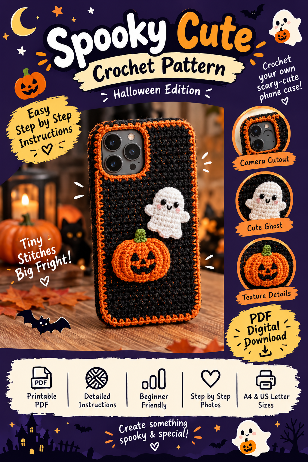Halloween Crochet iPhone Case Pattern PDF