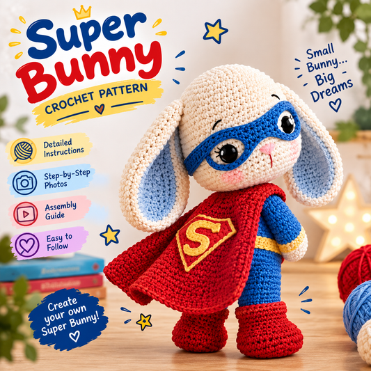 Super Bunny Crochet Pattern PDF | Superhero Bunny Amigurumi Pattern | Cute Crochet Bunny Pattern